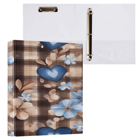 Ring Binders Blue Heart Floral Harmony Presentation1.5-inch, Slant Ring One-Touch