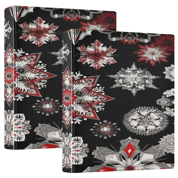 Ring Binders Bold Red and Black Snowflakes Presentation1.5-inch, Slant Ring One-Touch