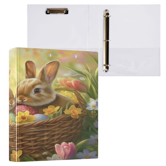 Ring Binders Brown Rabbit on Basket Presentation1.5-inch, Slant Ring One-Touch