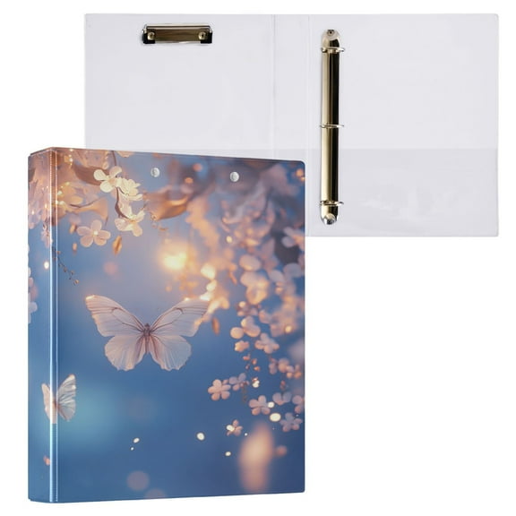 Ring Binders Butterfly Among Glowing Lights Presentation1.5-inch, Slant Ring One-Touch