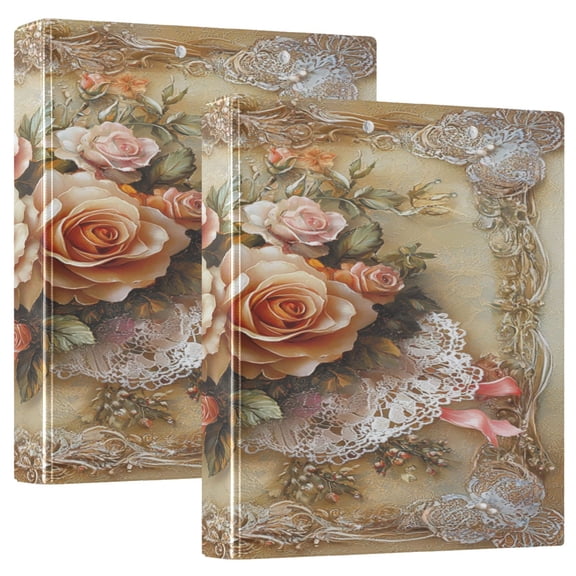 Ring Binders Butterfly and Roses on Lace Presentation1.5-inch, Slant Ring One-Touch