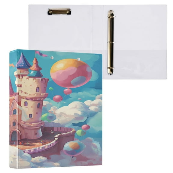 Ring Binders Cartoon Candy Castle Painting Presentation1.5-inch, Slant Ring One-Touch