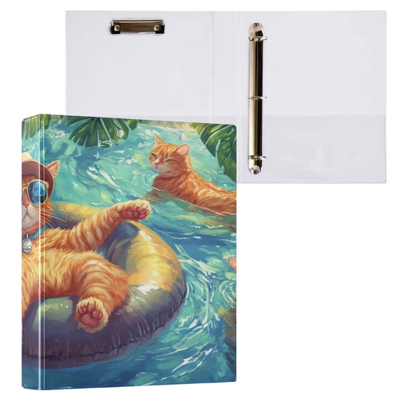 Ring Binders Cats Swimming Presentation1.5-inch, Slant Ring One-Touch