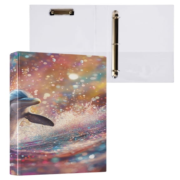 Ring Binders Celestial Dolphin Splash Presentation1.5-inch, Slant Ring One-Touch