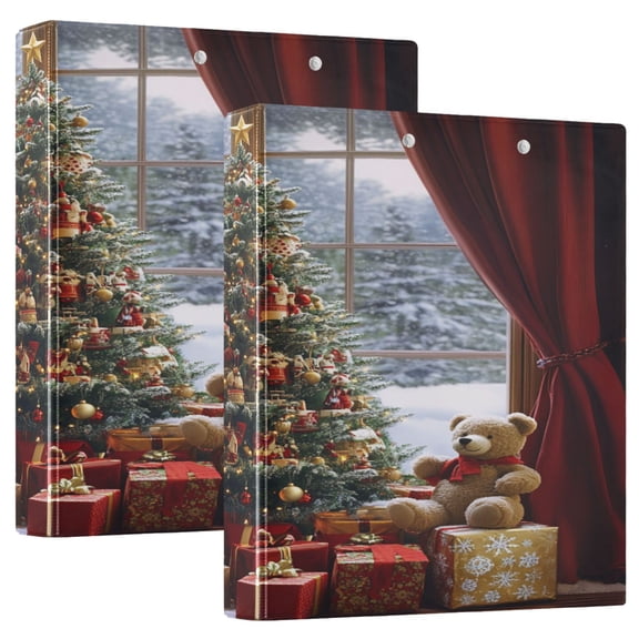 Ring Binders Christmas Tree Decorated with Gifts Presentation1.5-inch, Slant Ring One-Touch