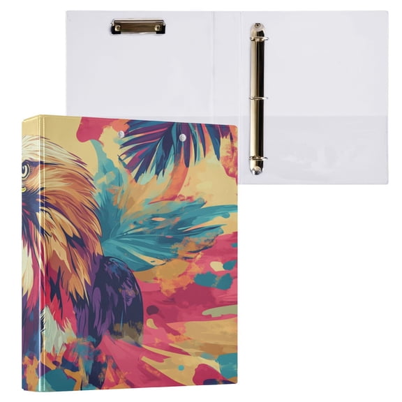 Ring Binders Colorful Bird Plainting Presentation1.5-inch, Slant Ring One-Touch