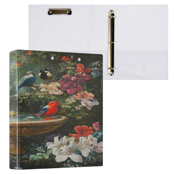 Ring Binders Colorful Birds Pattern Presentation1.5-inch, Slant Ring One-Touch