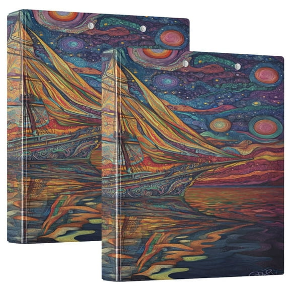Ring Binders Colorful Sailboat Art Presentation1.5-inch, Slant Ring One-Touch