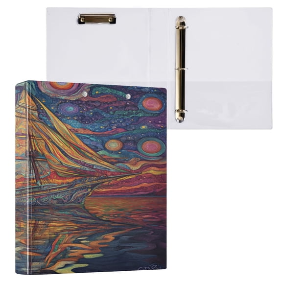Ring Binders Colorful Sailboat Art Presentation1.5-inch, Slant Ring One-Touch