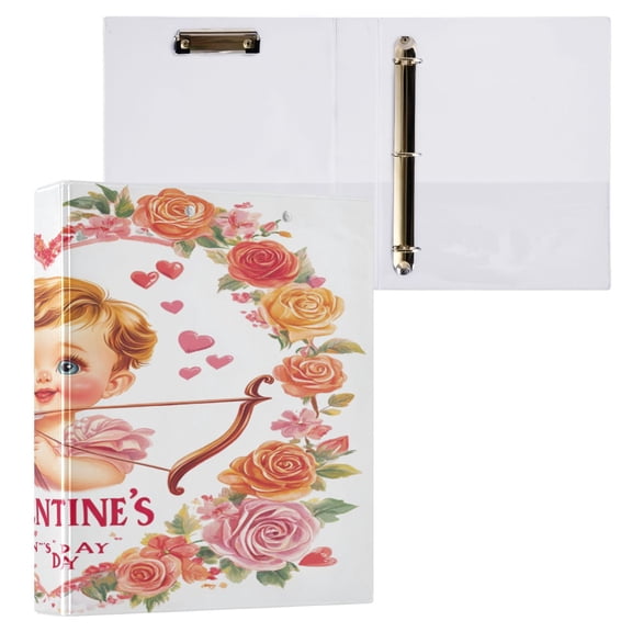 Ring Binders Cupid with Bow Roses Hearts Presentation1.5-inch, Slant Ring One-Touch