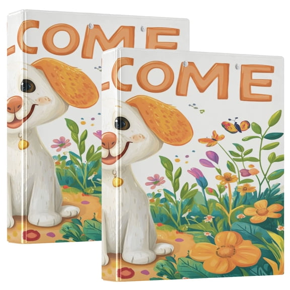 Ring Binders Cute Dog Play in Garden Presentation1.5-inch, Slant Ring One-Touch