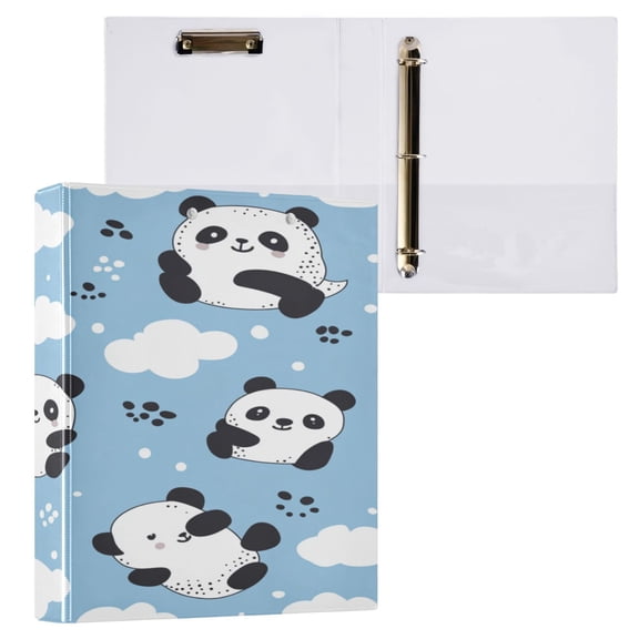 Ring Binders Cute Panda Printing Presentation1.5-inch, Slant Ring One-Touch