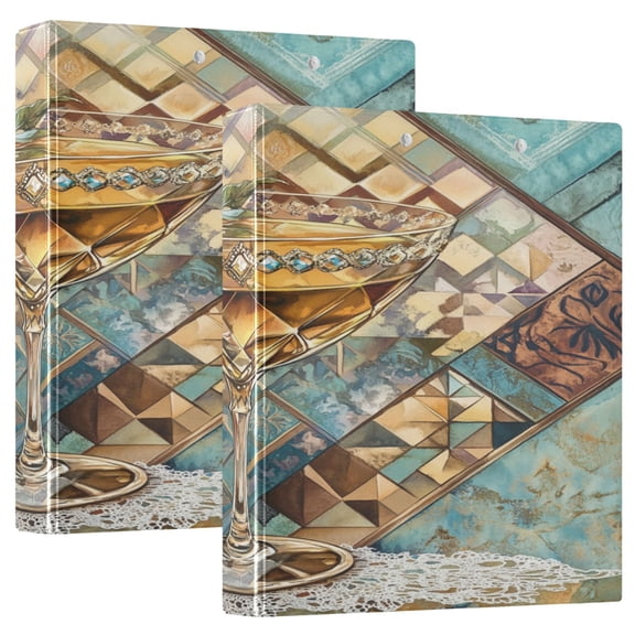 Ring Binders Decorative Glass with Flowers Presentation1.5-inch, Slant Ring One-Touch