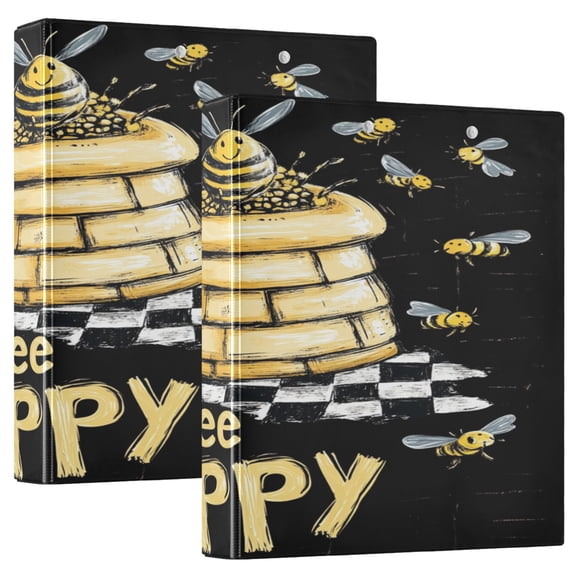 Ring Binders Drawing Bee Pattern Presentation1.5-inch, Slant Ring One-Touch