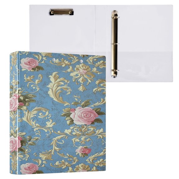 Ring Binders Elegant Floral Damask Design Presentation1.5-inch, Slant Ring One-Touch