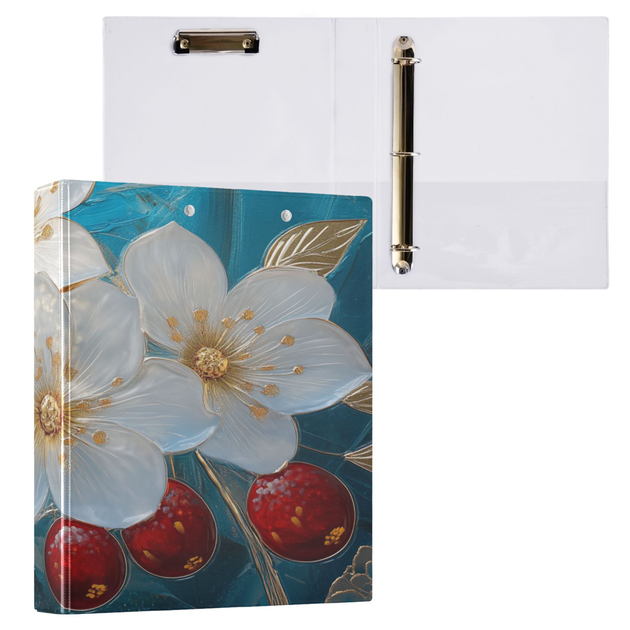 Ring Binders Glass Flowers with Gold Accents Presentation1.5-inch ...