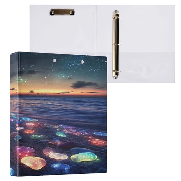 Ring Binders Glowing Stones on Beach at Sunset Presentation1.5-inch, Slant Ring One-Touch