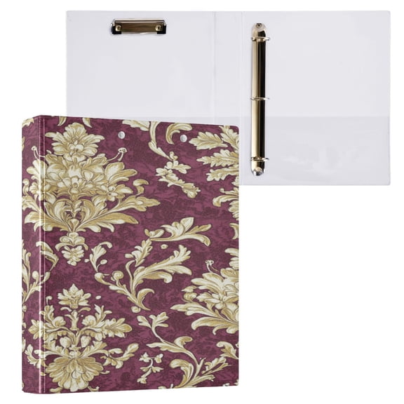 Ring Binders Gold Floral Filigree Presentation1.5-inch, Slant Ring One-Touch