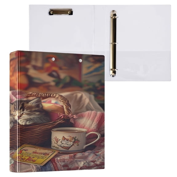 Ring Binders Kittens Playing in Sewing Room Presentation1.5-inch, Slant Ring One-Touch
