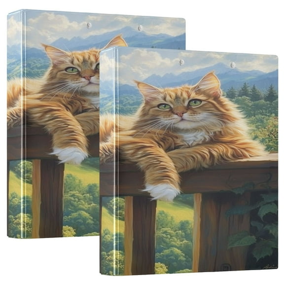 Ring Binders Lazy Brown Cat Presentation1.5-inch, Slant Ring One-Touch