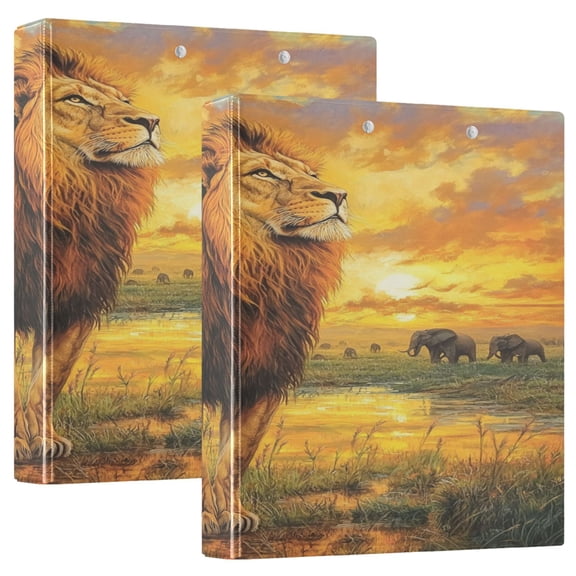 Ring Binders Lion Standing in Sunset Presentation1.5-inch, Slant Ring One-Touch
