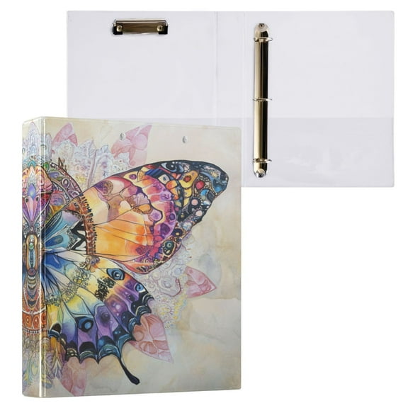 Ring Binders Mandala Butterfly Presentation1.5-inch, Slant Ring One-Touch
