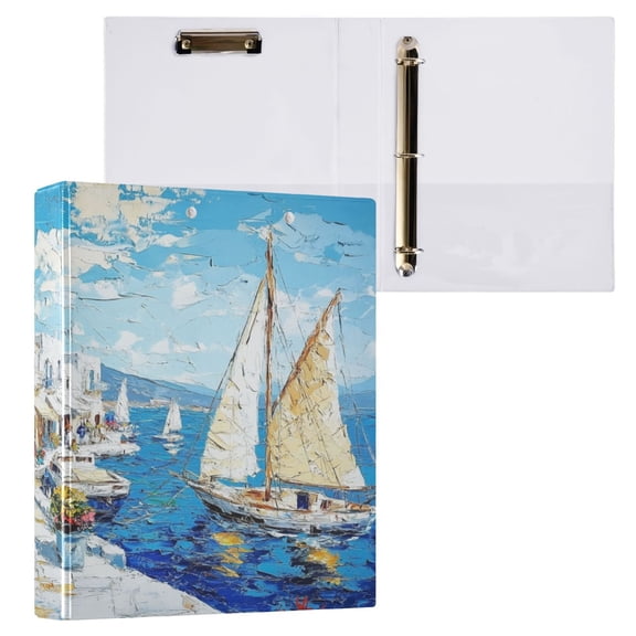Ring Binders Mediterranean Seaside Village Presentation1.5-inch, Slant Ring One-Touch