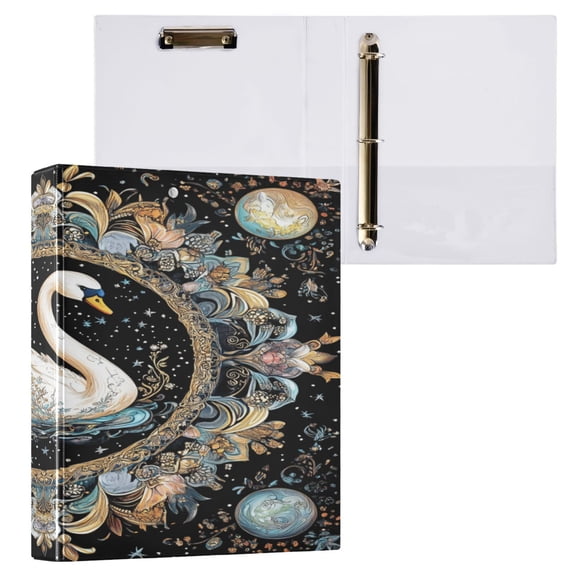Ring Binders Mystic Swan in A Floral Universe Presentation1.5-inch, Slant Ring One-Touch