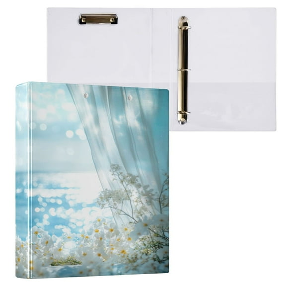 Ring Binders Ocean View Through Floral Window Presentation1.5-inch, Slant Ring One-Touch