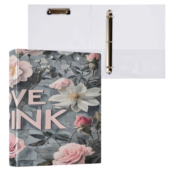 Ring Binders Oil Roses Painting Presentation1.5-inch, Slant Ring One-Touch