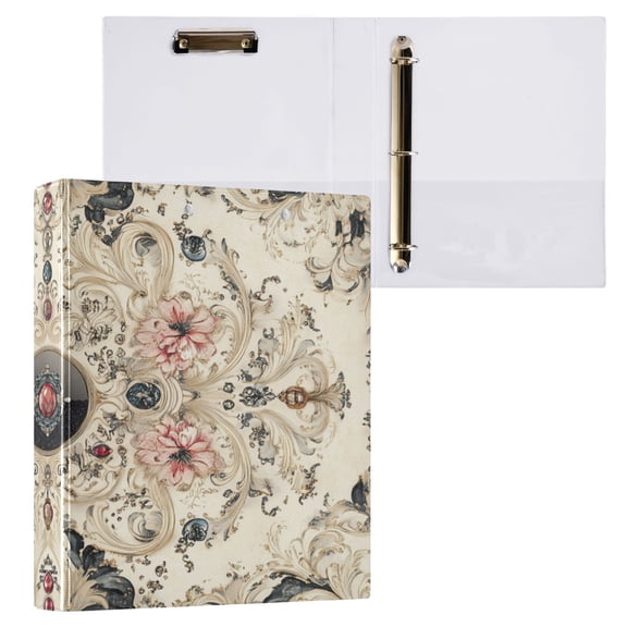 Ring Binders Ornate Floral and Jewel Presentation1.5-inch, Slant Ring One-Touch