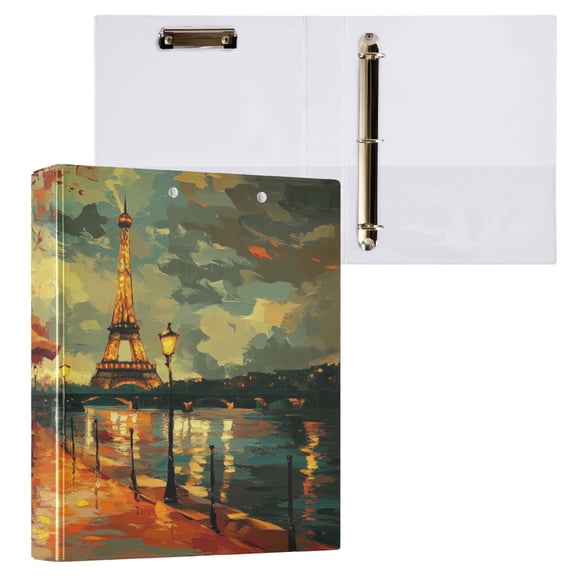Ring Binders Paris Street Evening Scene Presentation1.5-inch, Slant Ring One-Touch