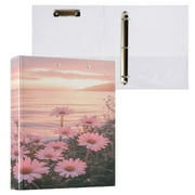 Ring Binders Pink Daisies Sea Presentation1.5-inch, Slant Ring One-Touch