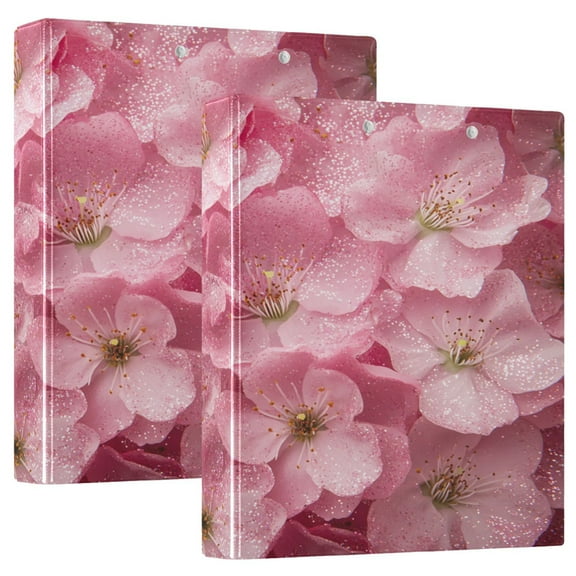 Ring Binders Pink Flowers with Glitter Presentation1.5-inch, Slant Ring One-Touch