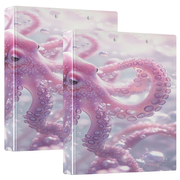 Ring Binders Pink Octopuses Presentation1.5-inch, Slant Ring One-Touch
