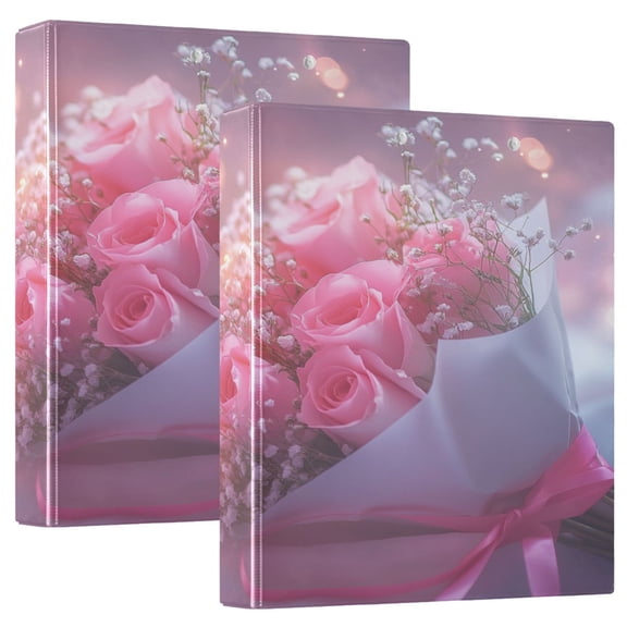 Ring Binders Pink Roses Bouquet with Lights Presentation1.5-inch, Slant Ring One-Touch