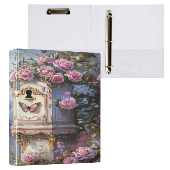 Ring Binders Postbox with Roses Presentation1.5-inch, Slant Ring One-Touch