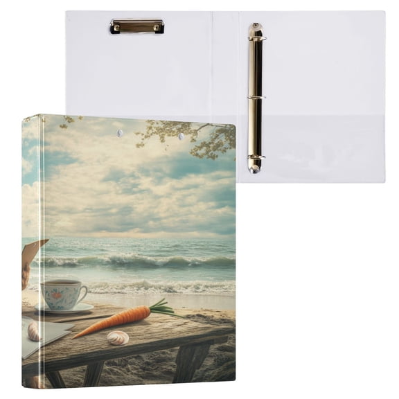 Ring Binders Rabbit Painting by The Sea Presentation1.5-inch, Slant Ring One-Touch