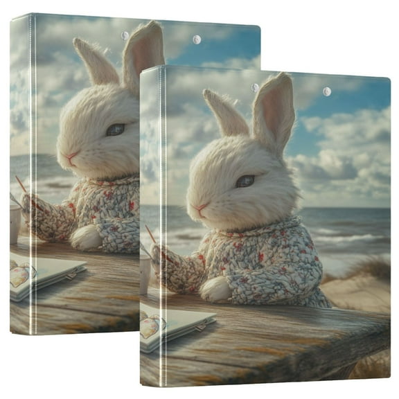 Ring Binders Rabbit Painting by The Seaside Presentation1.5-inch, Slant Ring One-Touch