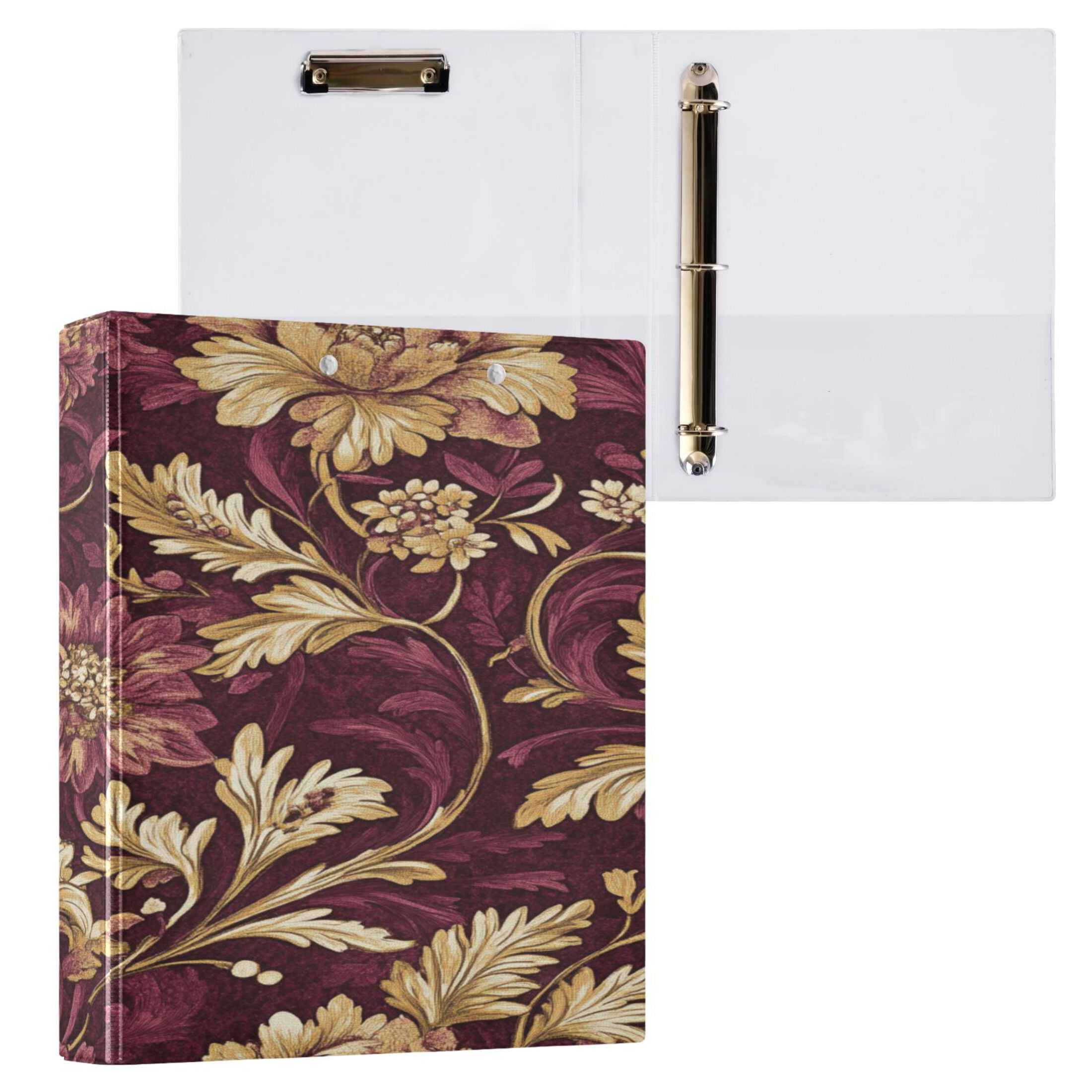Ring Binders Red Floral Gold Filigree Presentation1.5-inch, Slant Ring ...