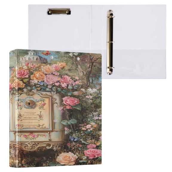 Ring Binders Retro Castle Pinting Presentation1.5-inch, Slant Ring One-Touch