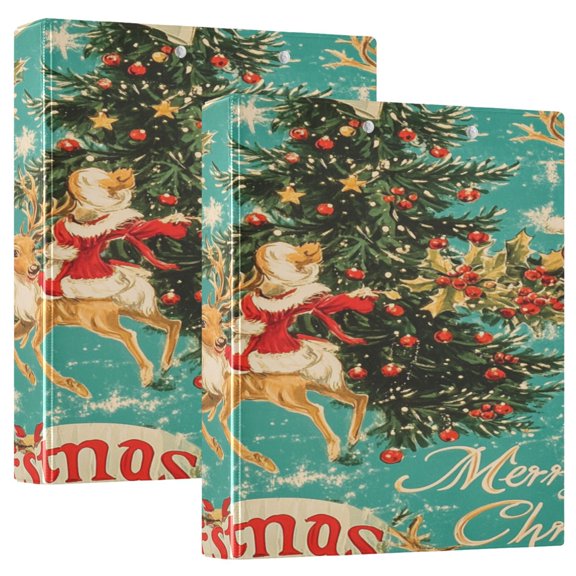 Ring Binders Santa's Festive Ride Presentation1.5-inch, Slant Ring One-Touch