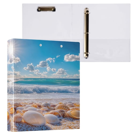 Ring Binders Seashells on Sunny Beach Presentation1.5-inch, Slant Ring One-Touch