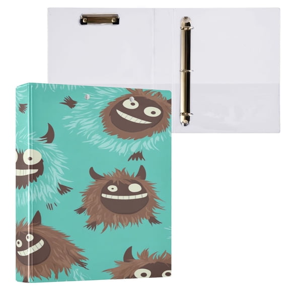 Ring Binders Shaggy Monster Cute Pattern Presentation1.5-inch, Slant Ring One-Touch