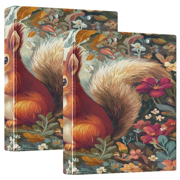 Ring Binders Squirrel Surrounded by Flowers Presentation1.5-inch, Slant Ring One-Touch