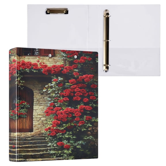 Ring Binders Stone House with Roses Presentation1.5-inch, Slant Ring One-Touch