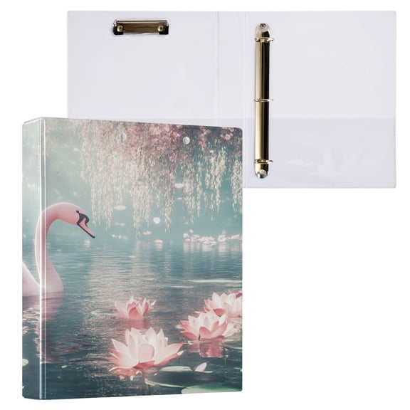 Ring Binders Swan with Pink Wings Swimming Presentation1.5-inch, Slant Ring One-Touch