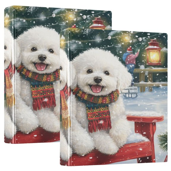 Ring Binders Two Dogs Wearing Scarves Presentation1.5-inch, Slant Ring One-Touch