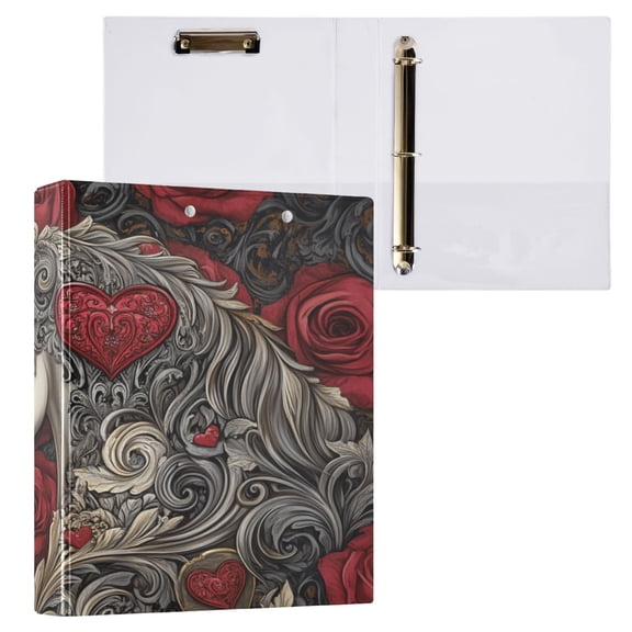 Ring Binders Unicorn Roses Hearts Presentation1.5-inch, Slant Ring One-Touch