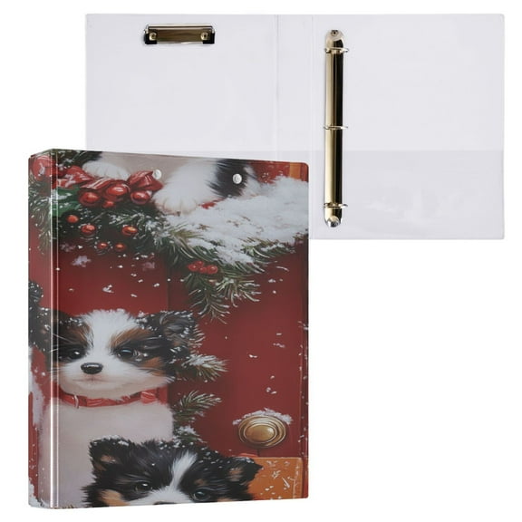 Ring Binders Whimsical Puppies in Snow Presentation1.5-inch, Slant Ring One-Touch